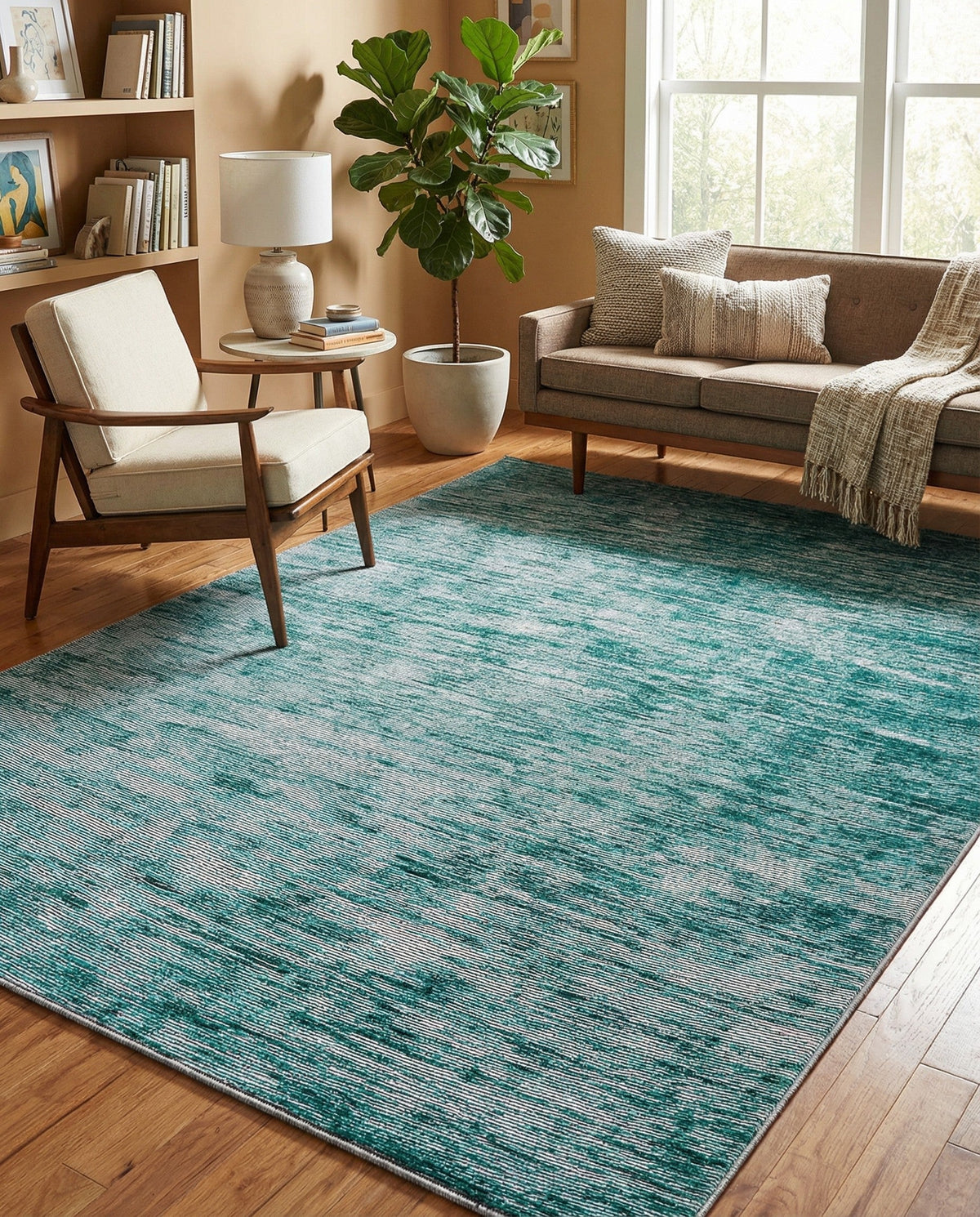Sahara Essence Collection Area Rug - Oasis (Teal) Rectangle Teal  lifestyle 10
