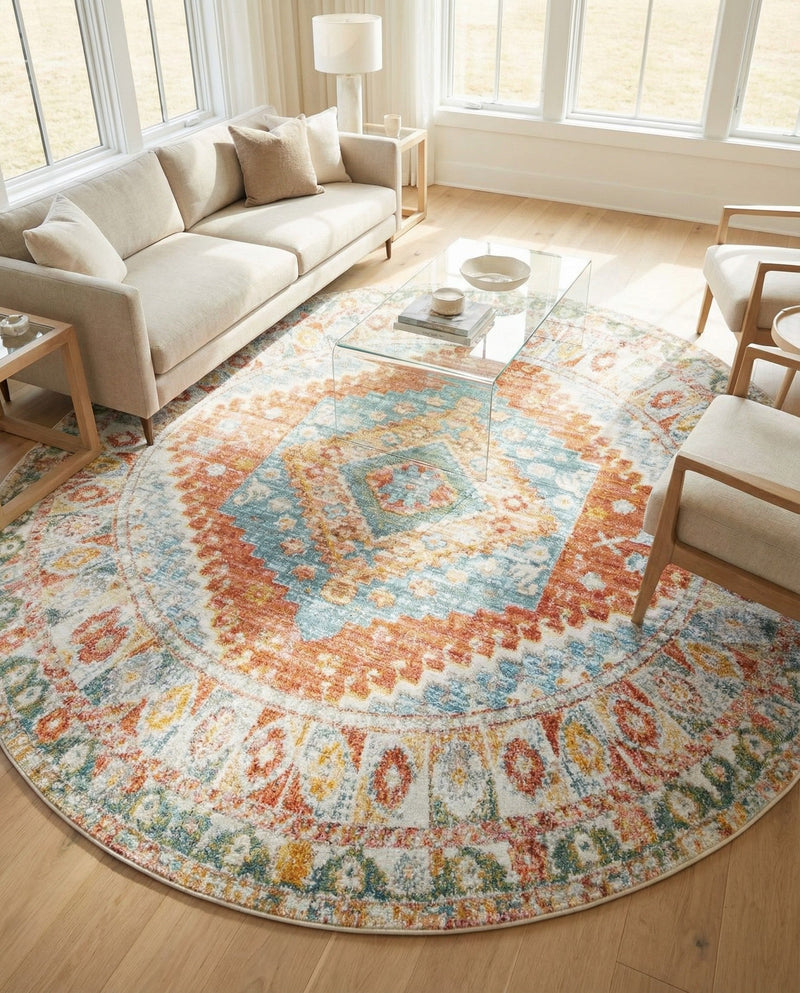 Arcadia Rugs Collection Area Rug -  Xanadu Round Salmon  lifestyle 61