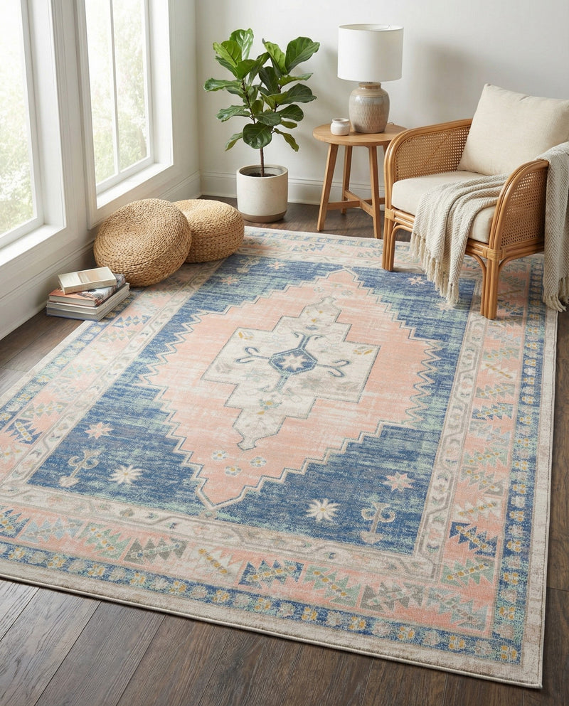 Savannah Series Collection Area Rug -  Augusta (French Blue) Rectangle French Blue  lifestyle 18