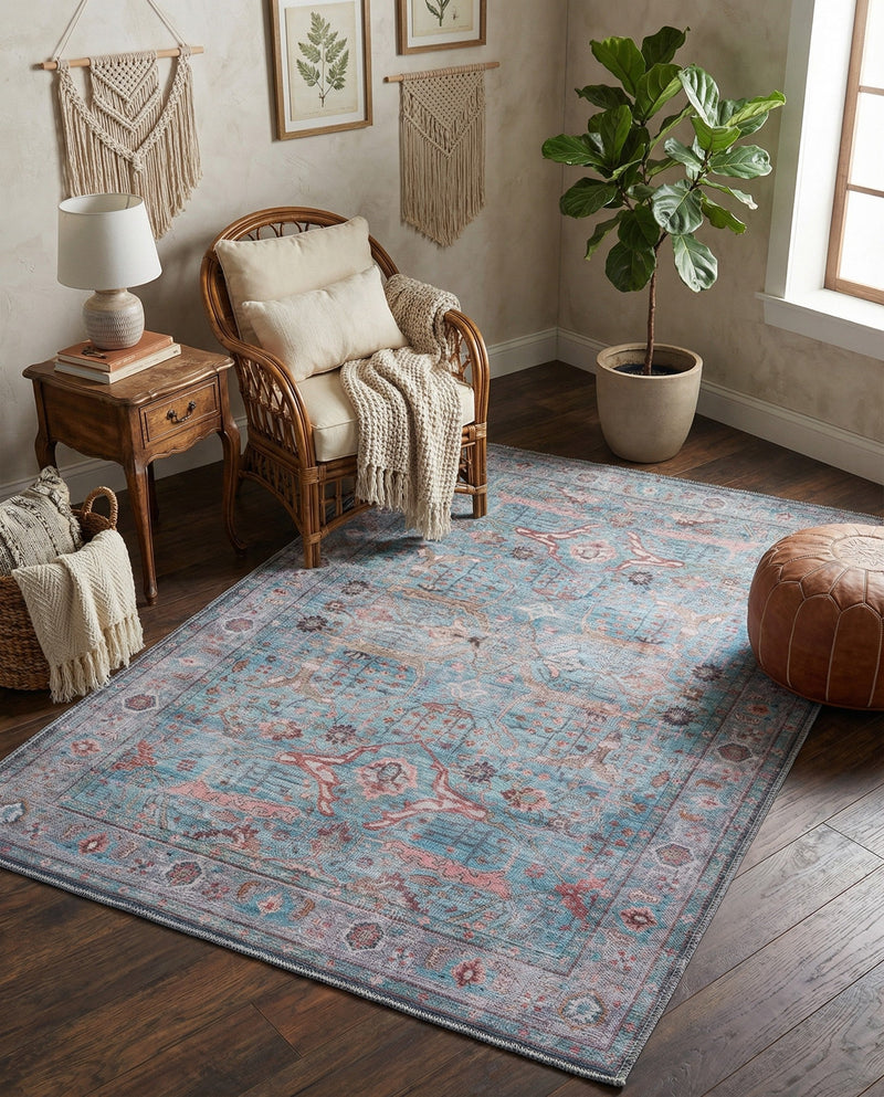 Zahara Oasis Collection Area Rug -  Marrakech Rectangle Blue  lifestyle 12