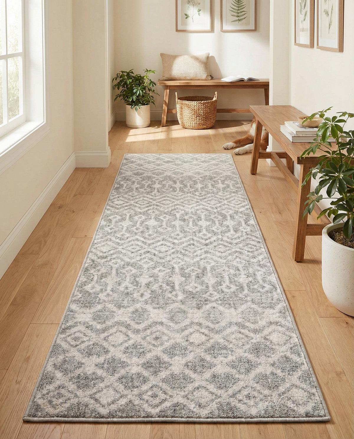 Geo Garden Lattice Collection Area Rug -  Andalusia Runner Gray  lifestyle 133