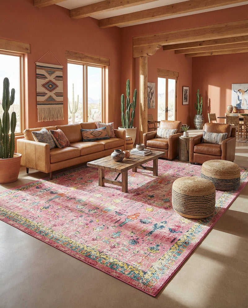 Sierra Collection Area Rug -  Shasta Rectangle Pink  lifestyle 39