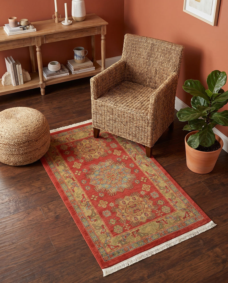 Persian Elegance Collection Area Rug - Isfahan Rectangle Red  lifestyle 14