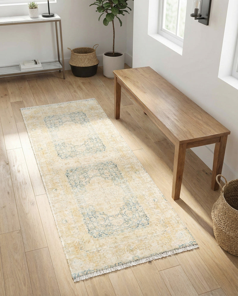 Bazaar Chic Collection Area Rug -  Kenitra Runner Blue and Ivory  lifestyle 45