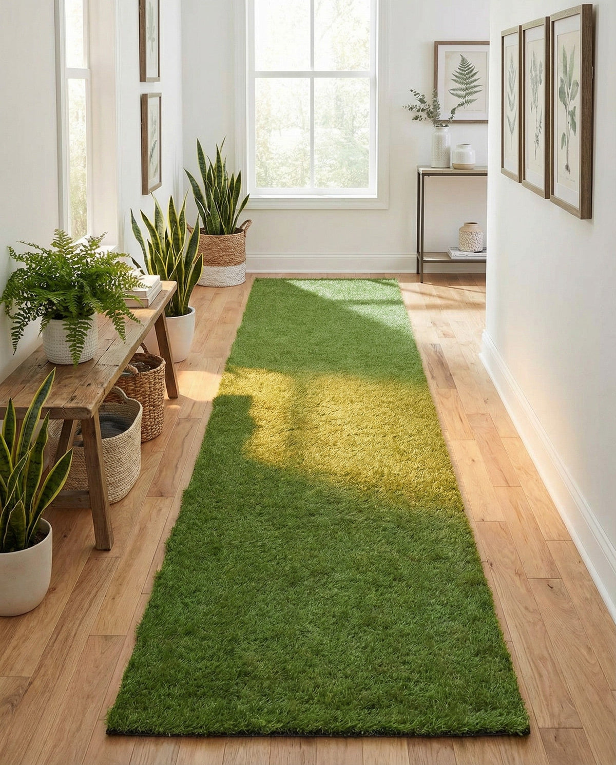 Meadow Retreat Collection Area Rug - Glen Runner Green  lifestyle 101