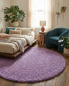 Plush Oasis Collection Area Rug - Serenity (Lilac) Round Lilac  lifestyle 54