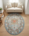 Caribbean Breeze Collection Area Rug -  Floriana Oval Light Blue  lifestyle 79