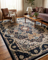 Persian Elegance Collection Area Rug -  Shiraz Rectangle Navy Blue  lifestyle 31