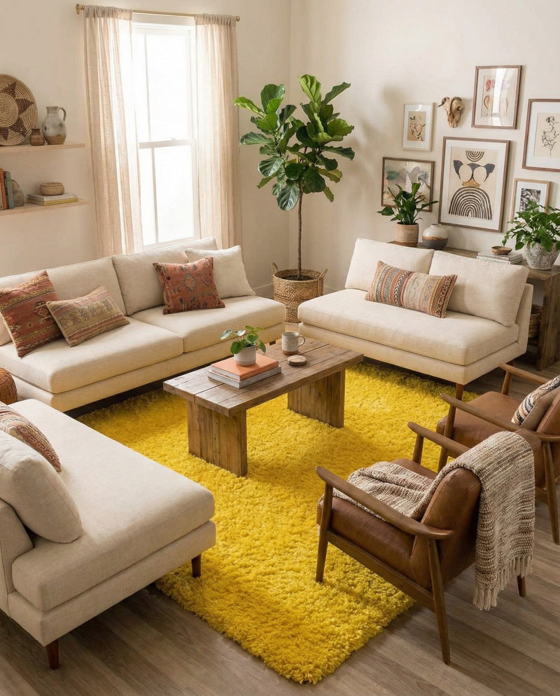 Plush Oasis Collection Area Rug - Serenity (Tuscan Sun Yellow) Rectangle Tuscan Sun Yellow  lifestyle 18