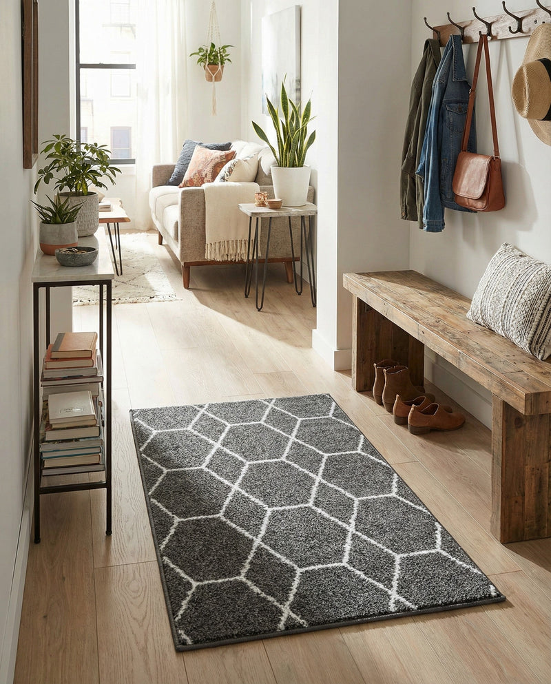 Trellis Mosaic Collection Area Rug - Arborville (Dark Gray) Rectangle Dark Gray  lifestyle 17