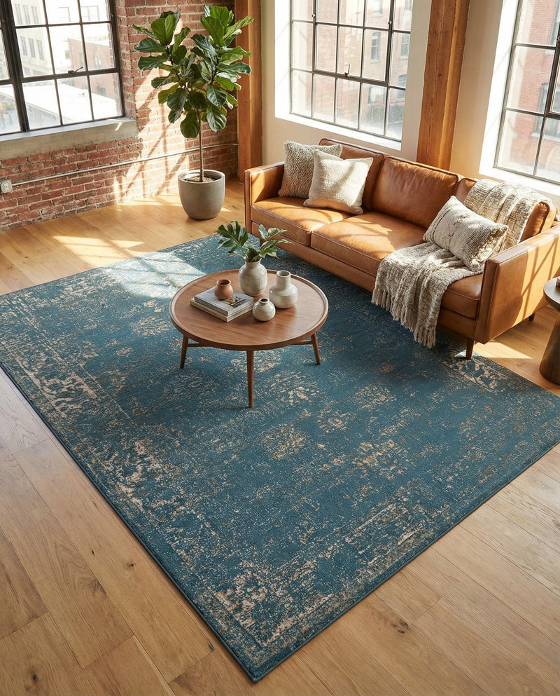 Riviera Elegance Collection Area Rug - Antibes (Blue) Rectangle Blue  lifestyle 18