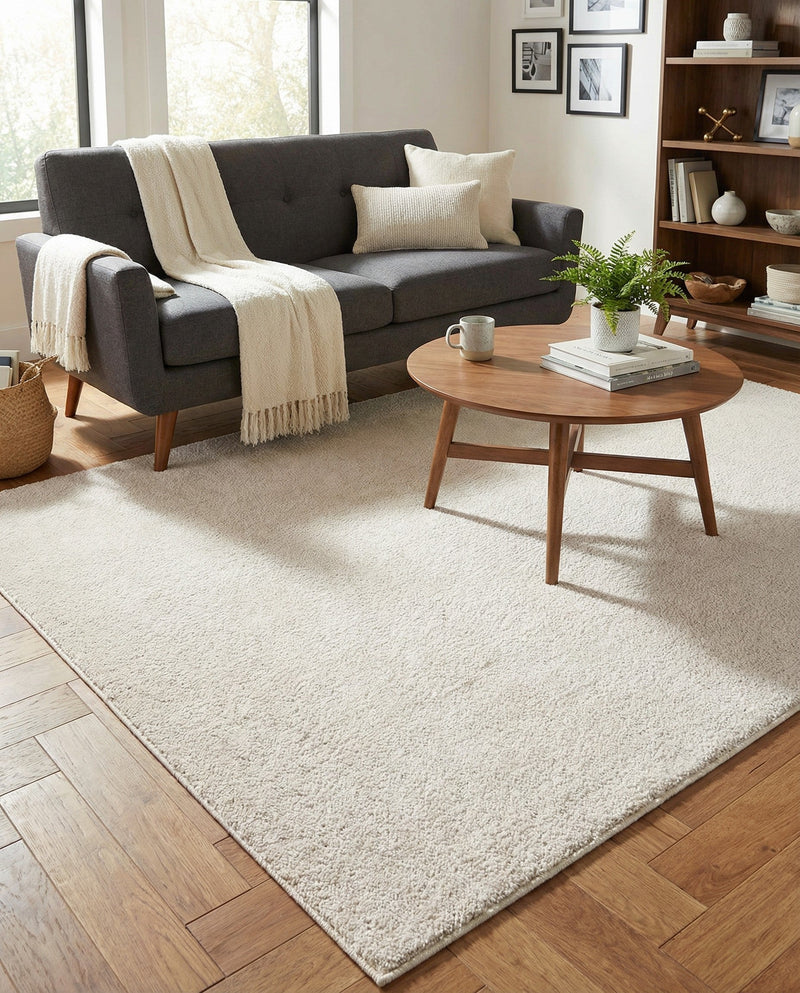 Solid Shag Seaside Collection Area Rug - Azure Cove (Ivory) Rectangle Ivory  lifestyle 17