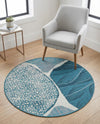 Urban Terrace Collection Area Rug -  Courtyard Round Blue and Ivory  lifestyle 46