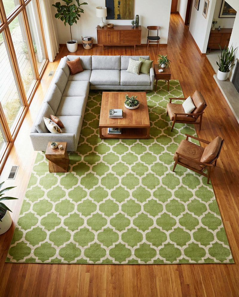 Lattice Gardens Collection Area Rug -  Bloomfield (Light Green) Rectangle Light Green  lifestyle 10
