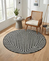 Urban Terrace Collection Area Rug -  Astoria (Black and White) Round Black and White  lifestyle 48
