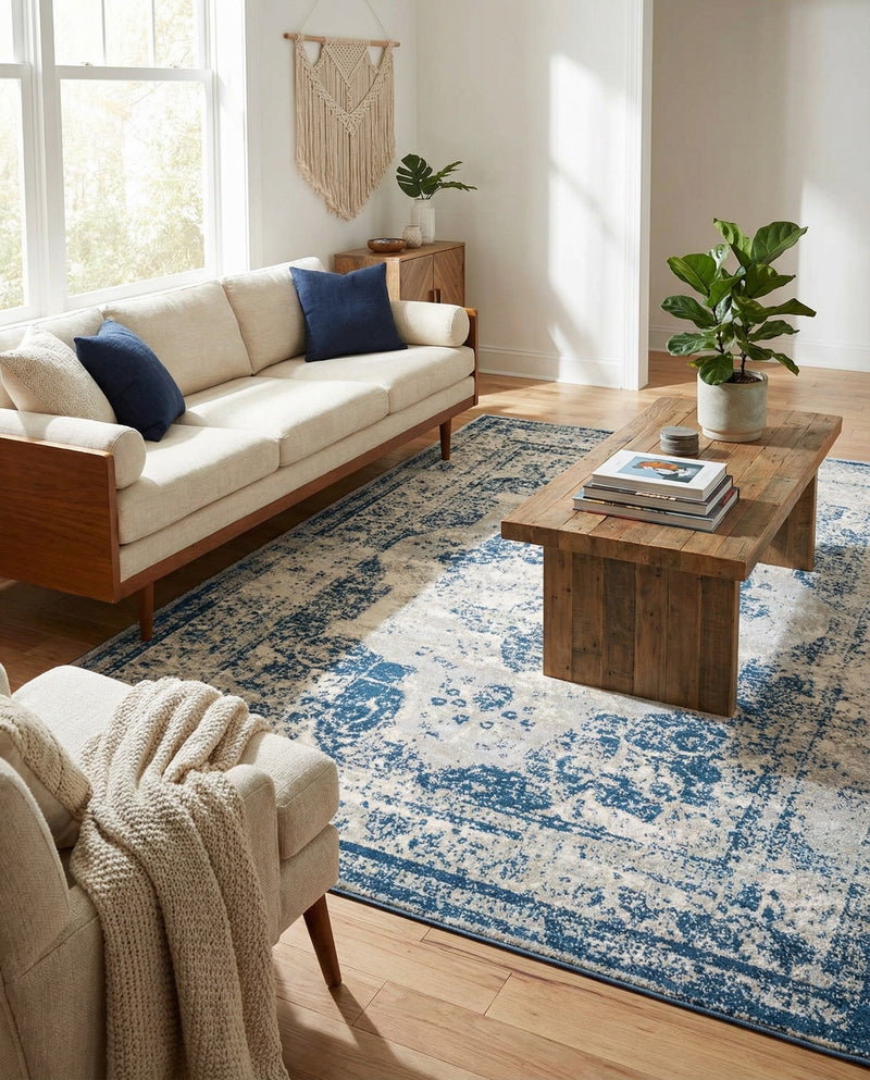 Riviera Elegance Collection Area Rug -  Menton (Blue) Rectangle Blue  lifestyle 28