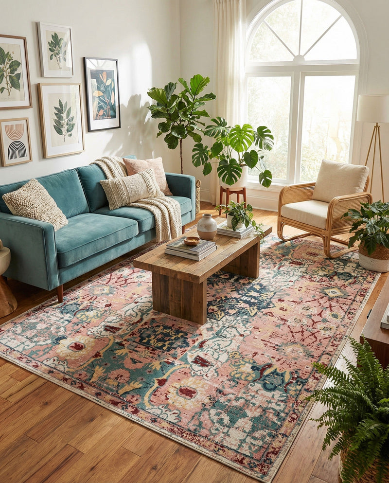 Savannah Elegance Collection Area Rug -  Azalea Rectangle Pink  lifestyle 35