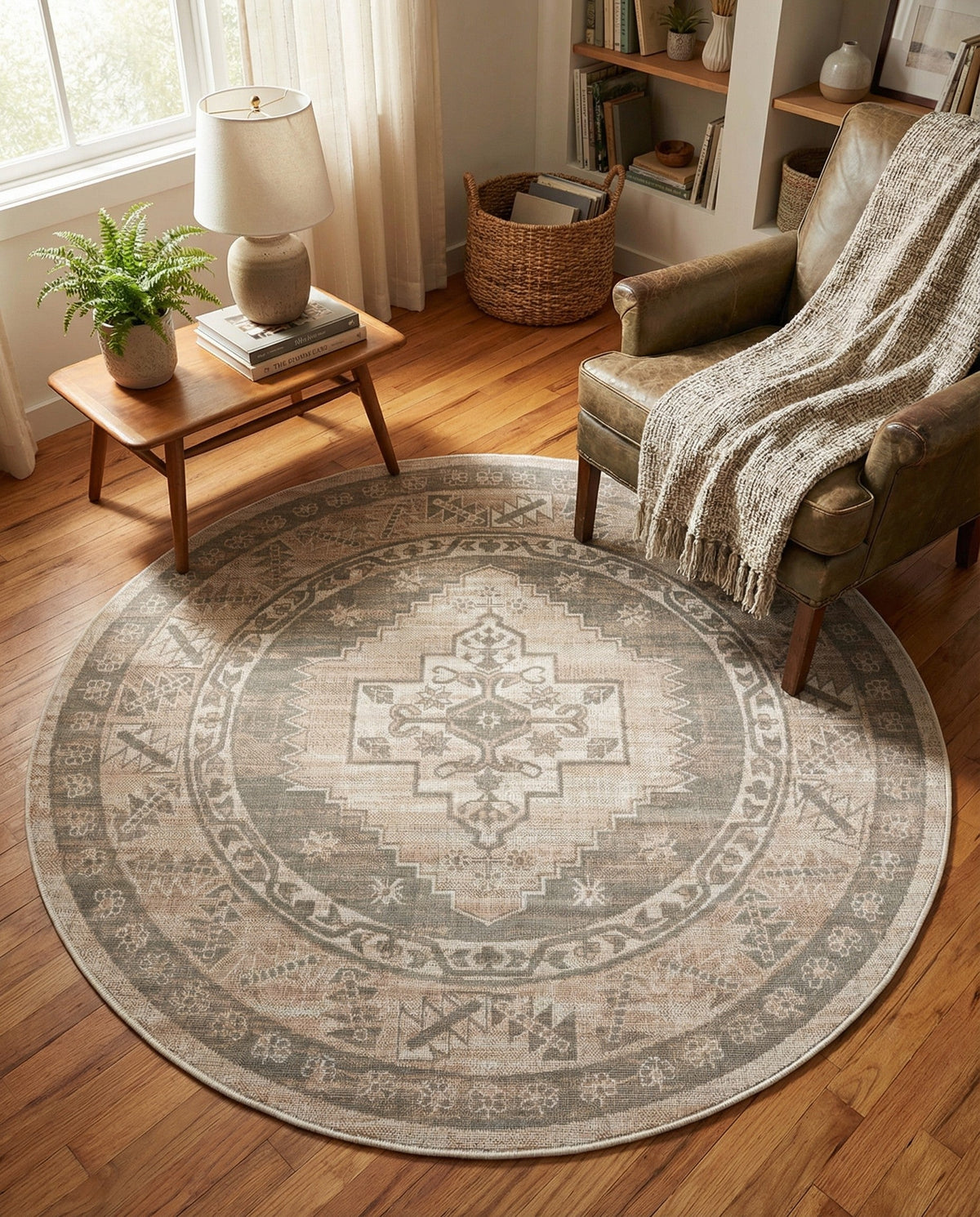 Savannah Series Collection Area Rug -  Augusta (Mink) Round Mink  lifestyle 114