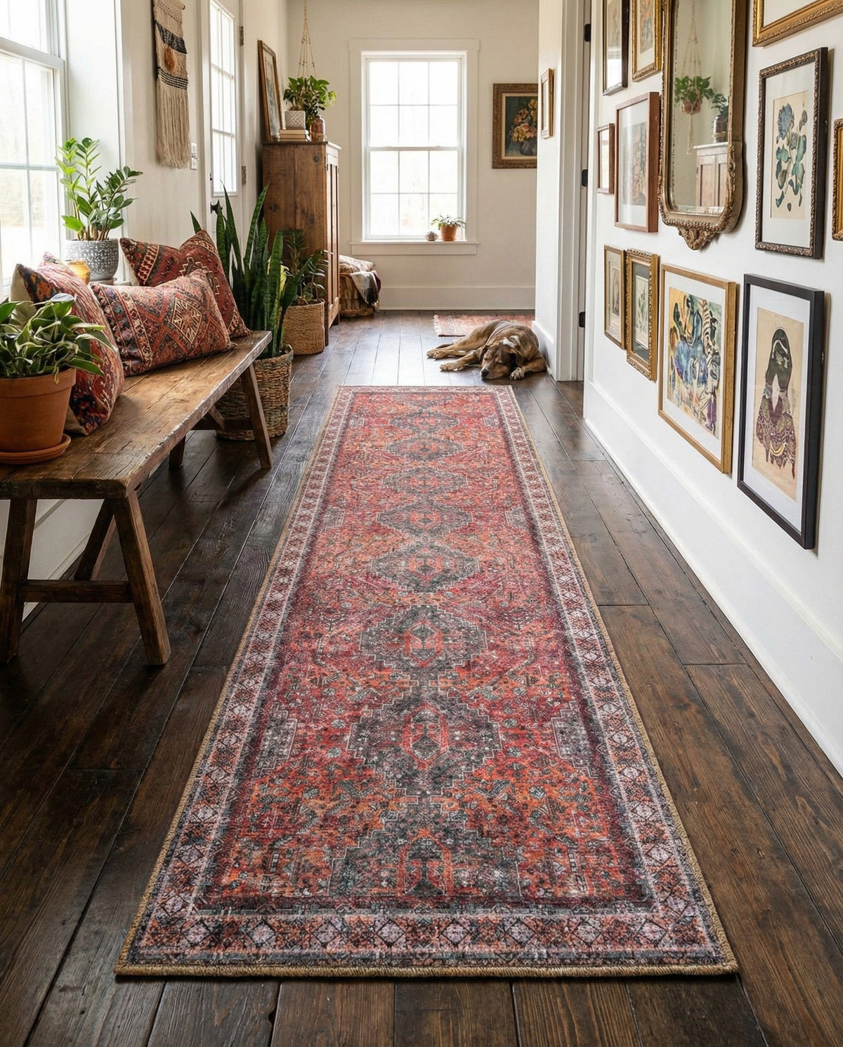 Heritage Elegance Collection Area Rug -  Uffizi Runner Rust Red  lifestyle 62