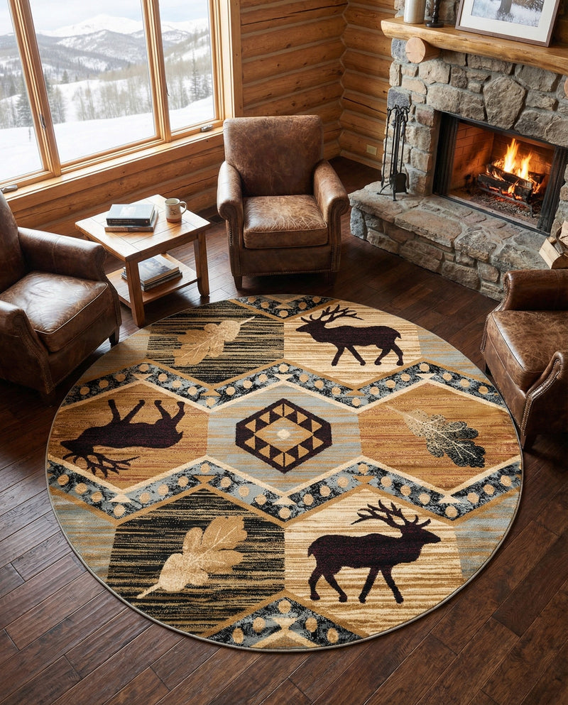Frontier Trails Collection Area Rug -  Mesa Round Blue  lifestyle 79
