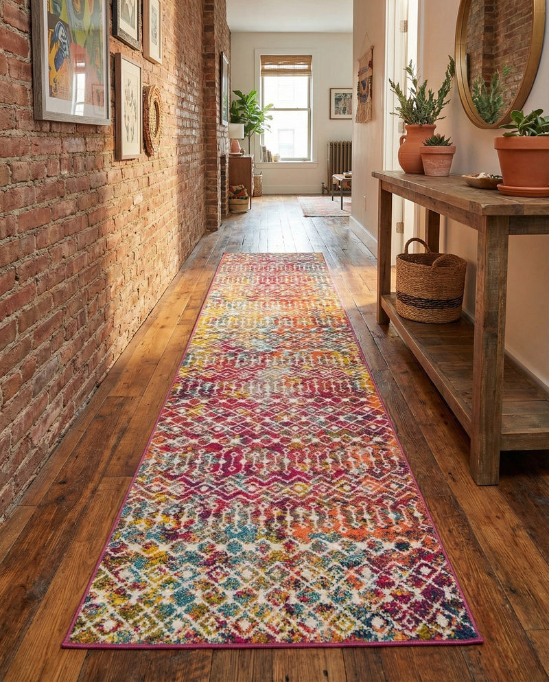 Mediterranean Lattice Collection Area Rug - Santorini (Multi) Runner Multi  lifestyle 78