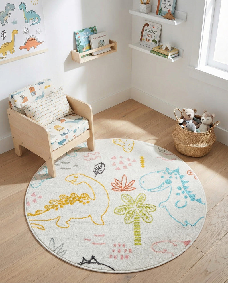 Wonder Tykes Collection Area Rug -  Abstracta Round Ivory  lifestyle 40