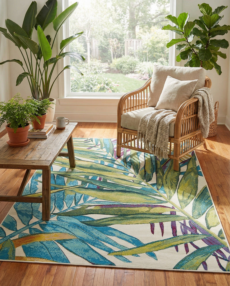 Seaside Blooms Collection Area Rug -  Arcadia Rectangle Multi  lifestyle 45
