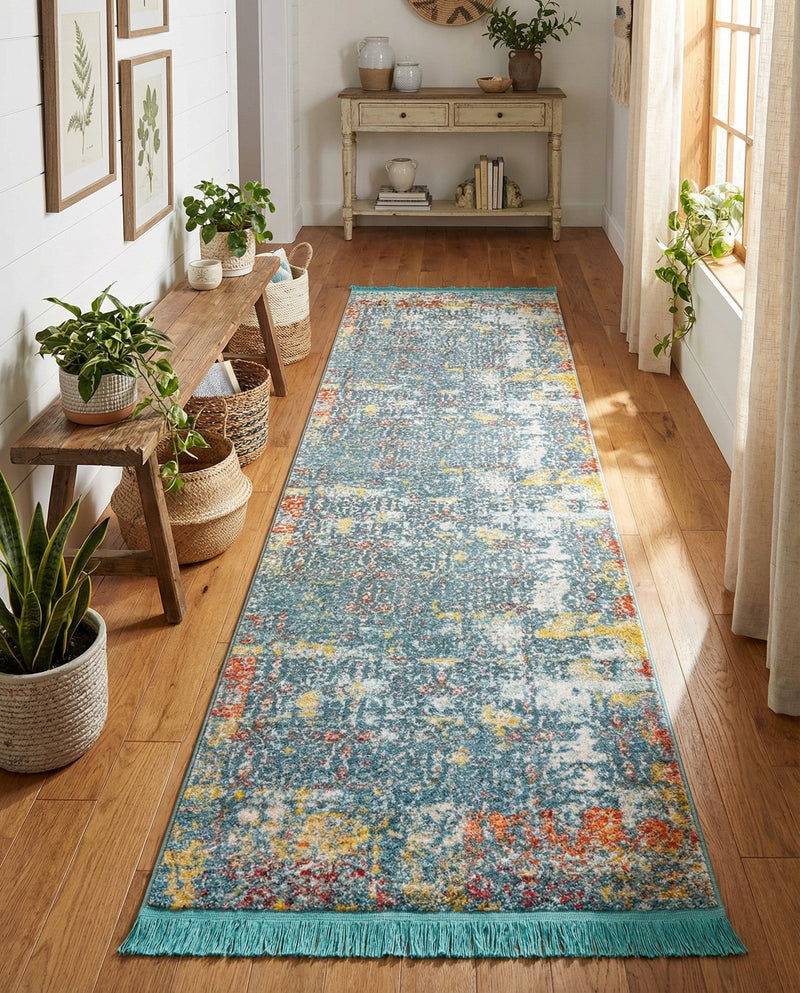 Caribbean Breeze Collection Area Rug -  Quantic Runner Blue  lifestyle 38