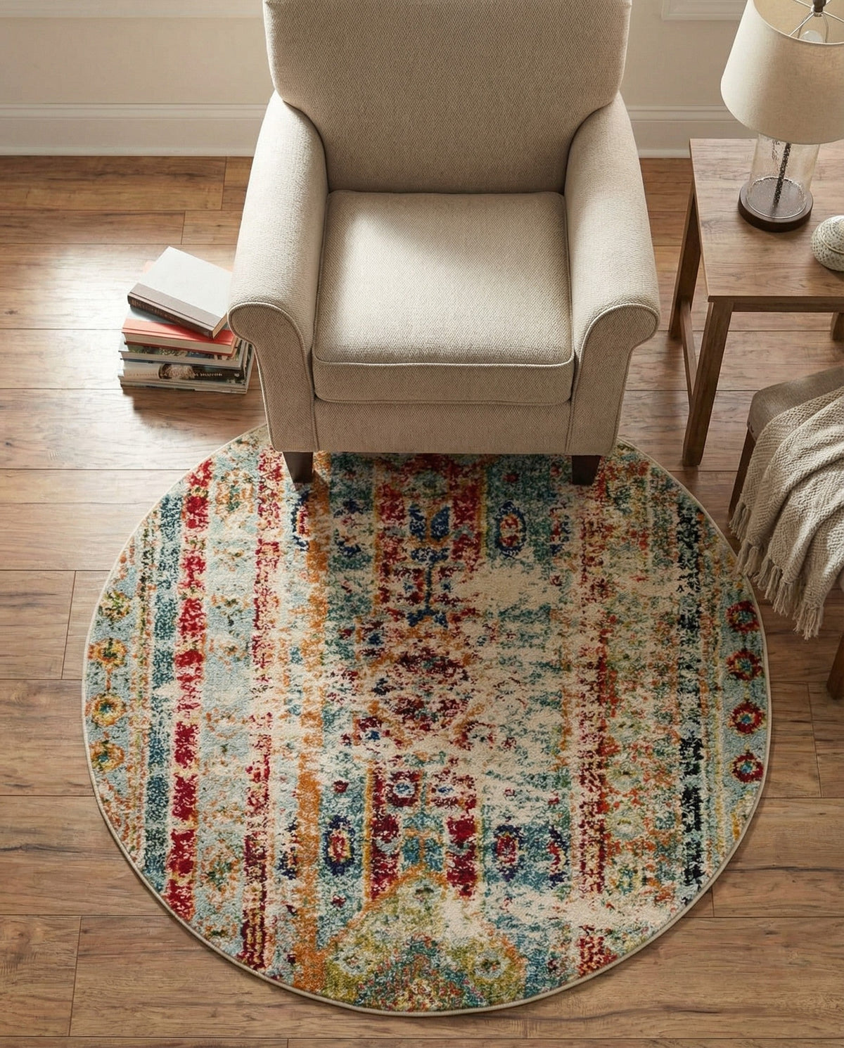 Sedona Vista Collection Area Rug -  Navajo Round Blue  lifestyle 88