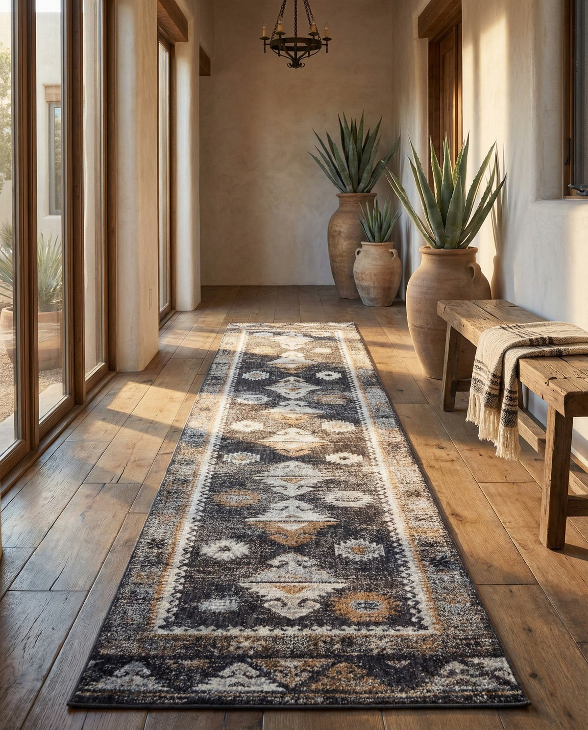 Desert Modern Eco Rug Series Collection Area Rug -  Mojave Runner Charcoal Gray  lifestyle 70