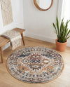 Desert Modern Eco Rug Series Collection Area Rug -  Navajo Round Khaki Gray  lifestyle 58