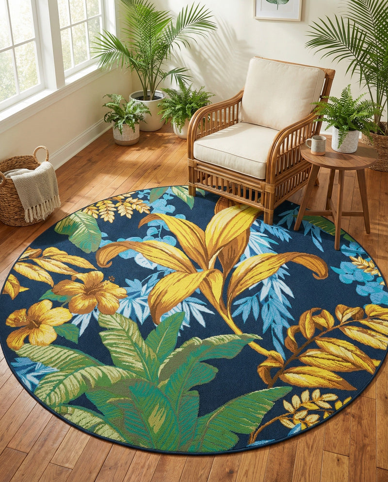 Seaside Blooms Collection Area Rug -  Grove Round Multi  lifestyle 44