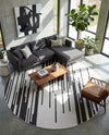 Urban Terrace Collection Area Rug -  Riverside Round Black and White  lifestyle 82