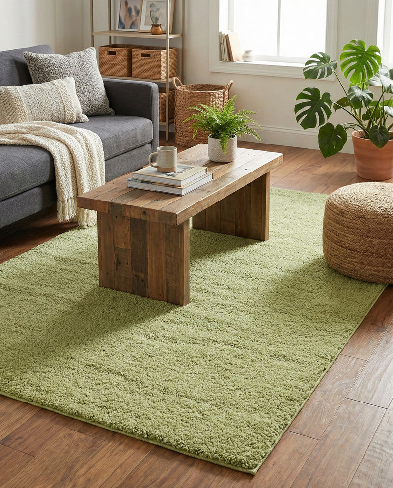 Solid Shag Seaside Collection Area Rug - Azure Cove (Light Green) Rectangle Light Green  lifestyle 4
