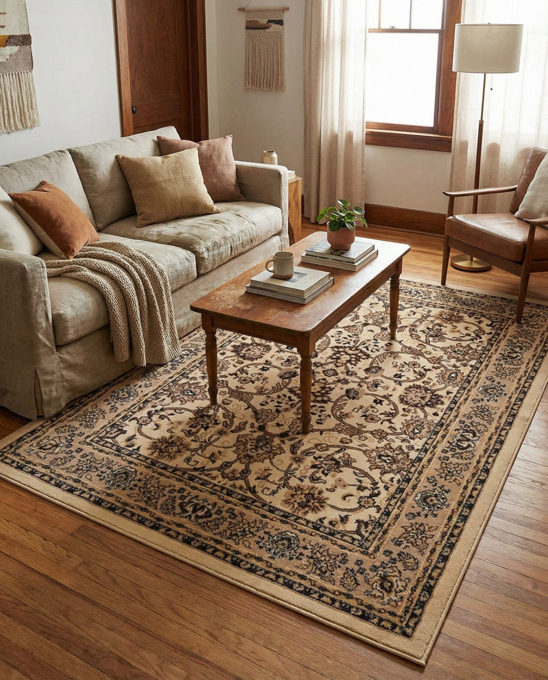 Isfahan Elegance Collection Area Rug - Naghsh-e Jahan (Ivory) Rectangle Ivory  lifestyle 24