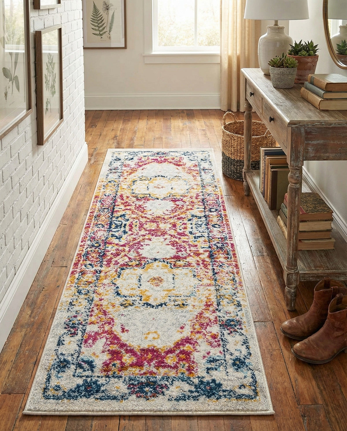 Parisian Elegance Collection Area Rug - Versailles (Pink Gray) Runner Pink Gray  lifestyle 39