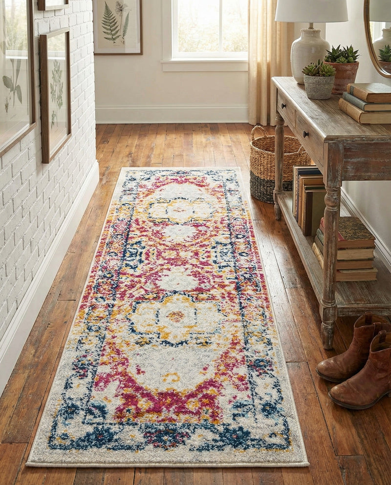 Parisian Elegance Collection Area Rug - Versailles (Pink Gray) Runner Pink Gray  lifestyle 39
