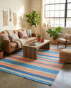 Coastal Stripe Dhurrie Collection Area Rug - Seashore Rectangle Multi  lifestyle 10