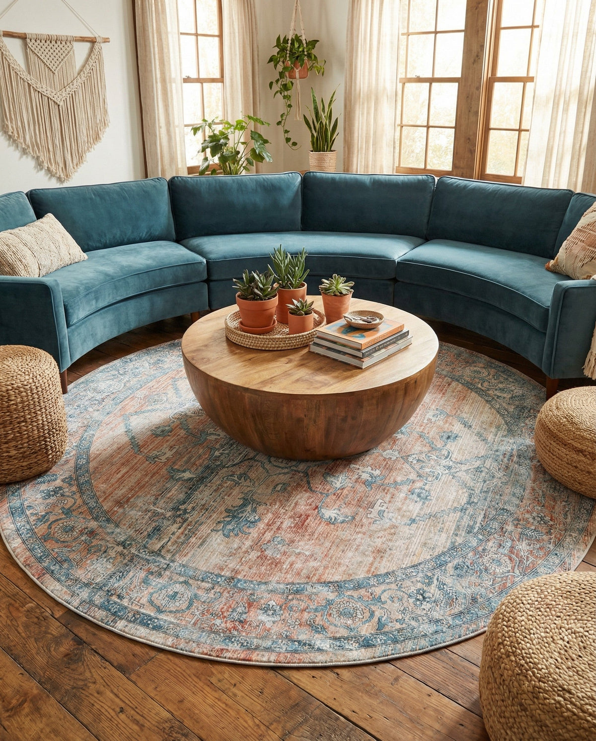 Coastal Haven Collection Area Rug -  Marina Round Multi  lifestyle 185