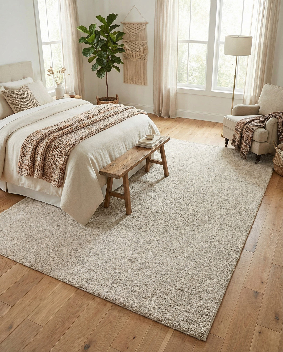 Cozy Comfort Shag Collection Area Rug - Haven (Oatmeal Beige) Rectangle Oatmeal Beige  lifestyle 16