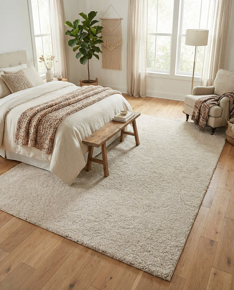 Cozy Comfort Shag Collection Area Rug - Haven (Oatmeal Beige) Rectangle Oatmeal Beige  lifestyle 16