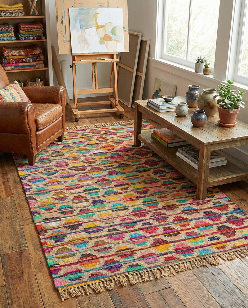 Tulum Trellis Collection Area Rug - Casablanca Rectangle Multi  lifestyle 9