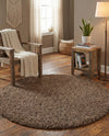 Plush Oasis Collection Area Rug - Serenity (Sandy Brown) Round Sandy Brown  lifestyle 76