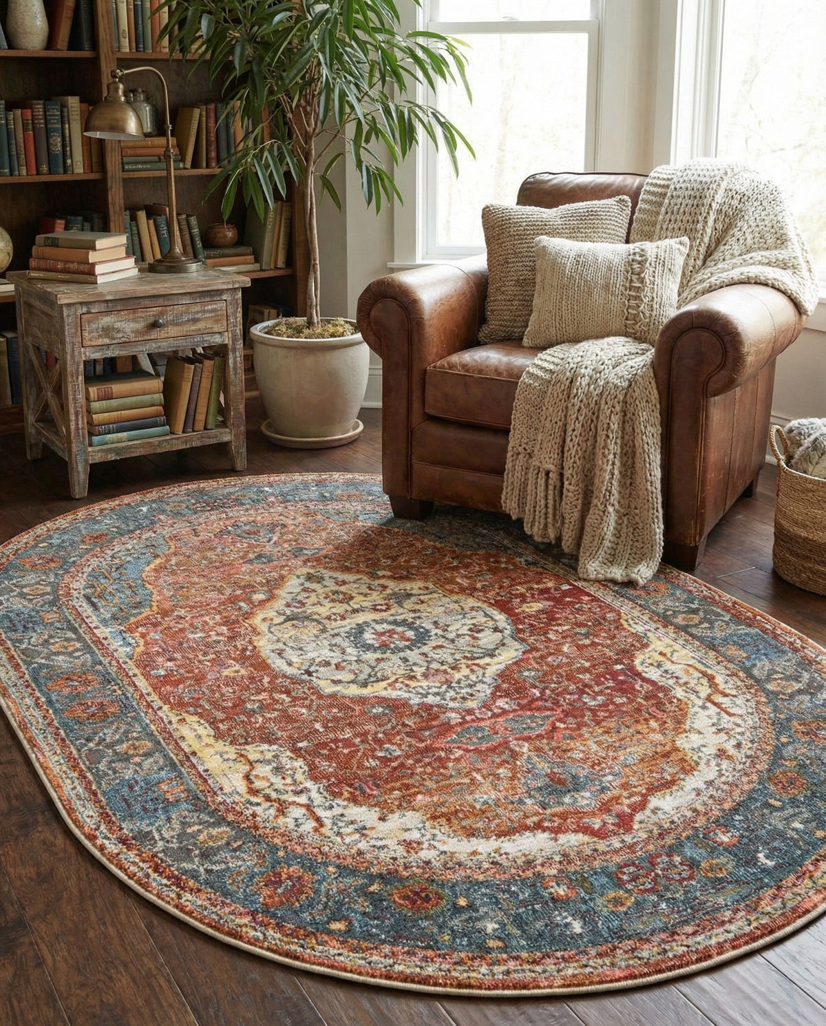 Caribbean Breeze Collection Area Rug -  Vieques Oval Rust Red  lifestyle 162