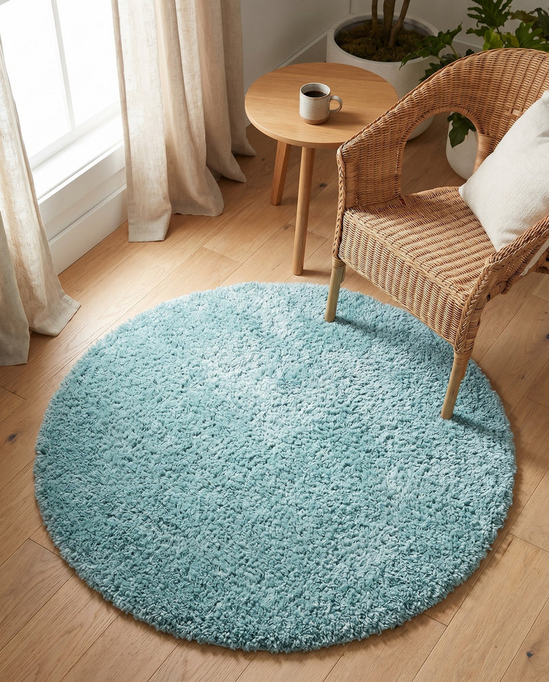 Alpine Plush Collection Area Rug -  Cortina (Aqua) Round Aqua  lifestyle 67