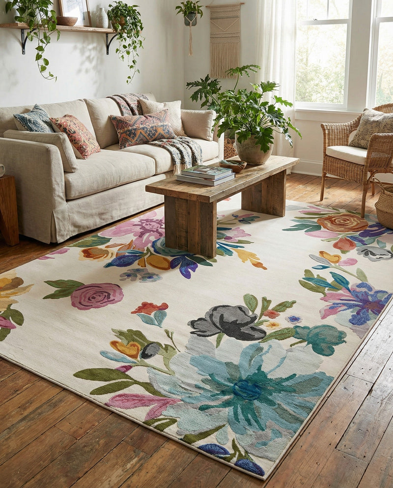 Meadow Breeze Collection Area Rug - Wildflower Rectangle Ivory  lifestyle 26