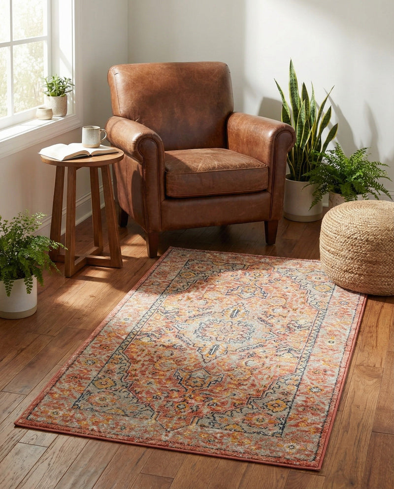 Seville Stripes Collection Area Rug - Cadiz (Brick Red) Rectangle Brick Red  lifestyle 22