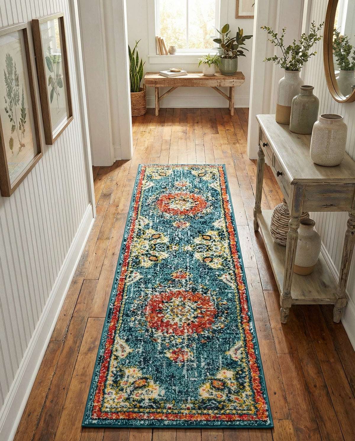 Brighton Terrace Collection Area Rug - Hove (Blue) Runner Blue  lifestyle 102
