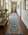 Tabriz Tapestry Collection Area Rug - Azerbaijan (Light Blue) Runner Light Blue  lifestyle 36