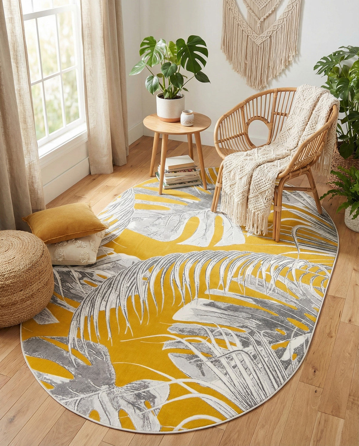 Meadow Breeze Collection Area Rug -  Clover Oval Yellow  lifestyle 85